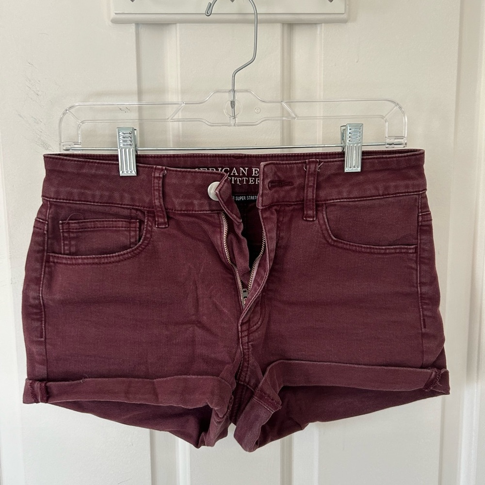 Maroon high waisted shorts